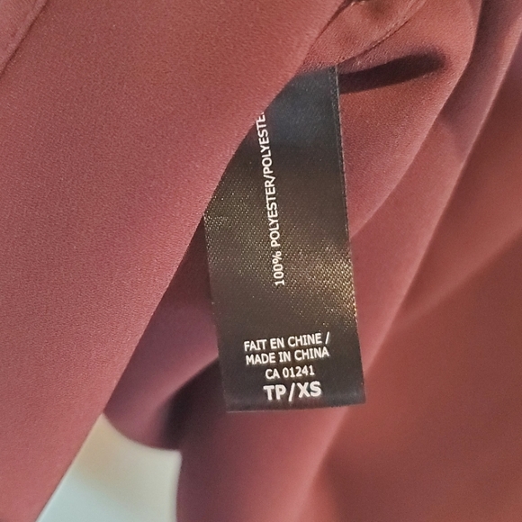 Icone (Simons) Sheer Burgundy Button Up Shirt with Black Beading (XS) - Picture 8 of 8
